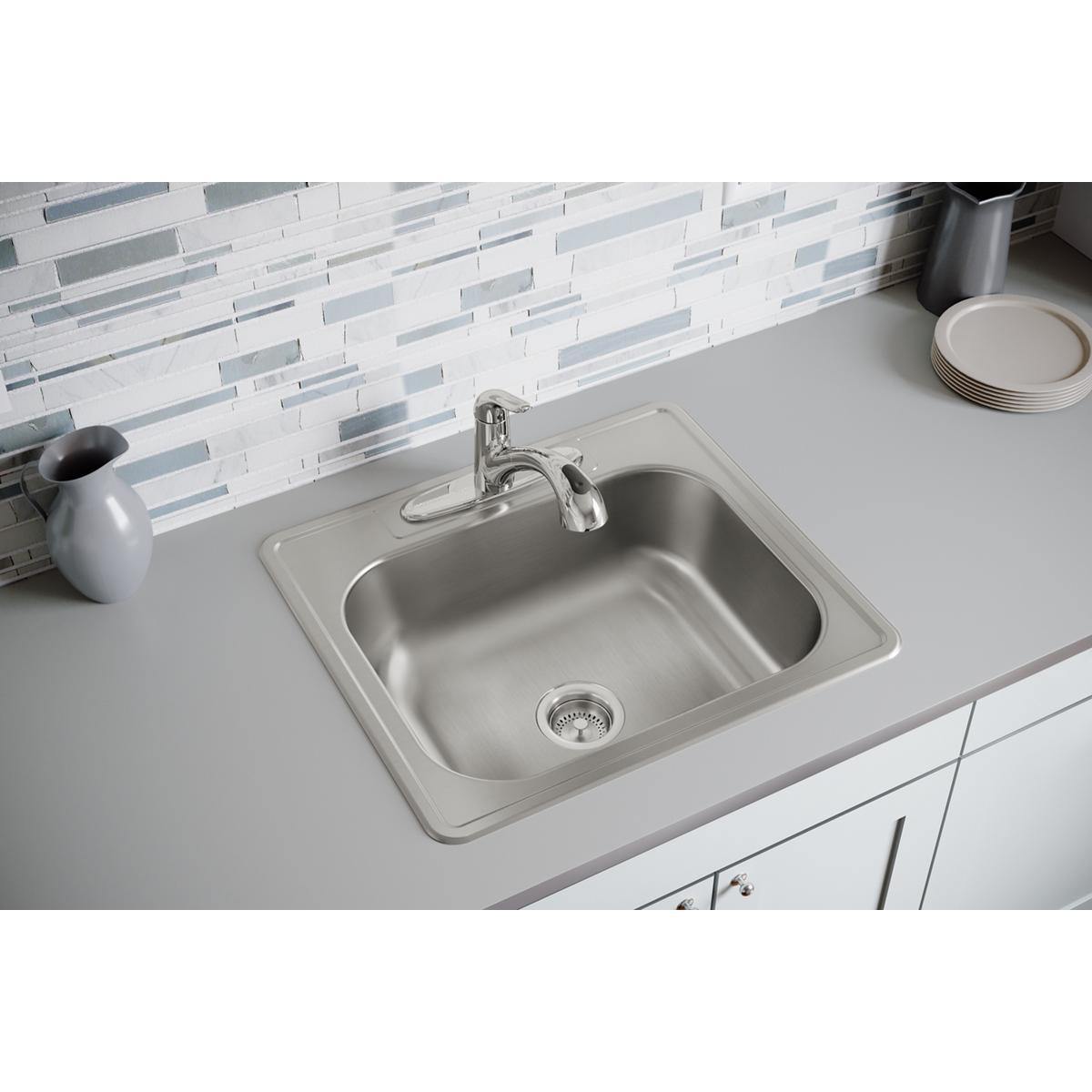 Elkay Dayton 25" Stainless Steel Kitchen Sink, Elite Satin, DSE125223 - The Sink Boutique