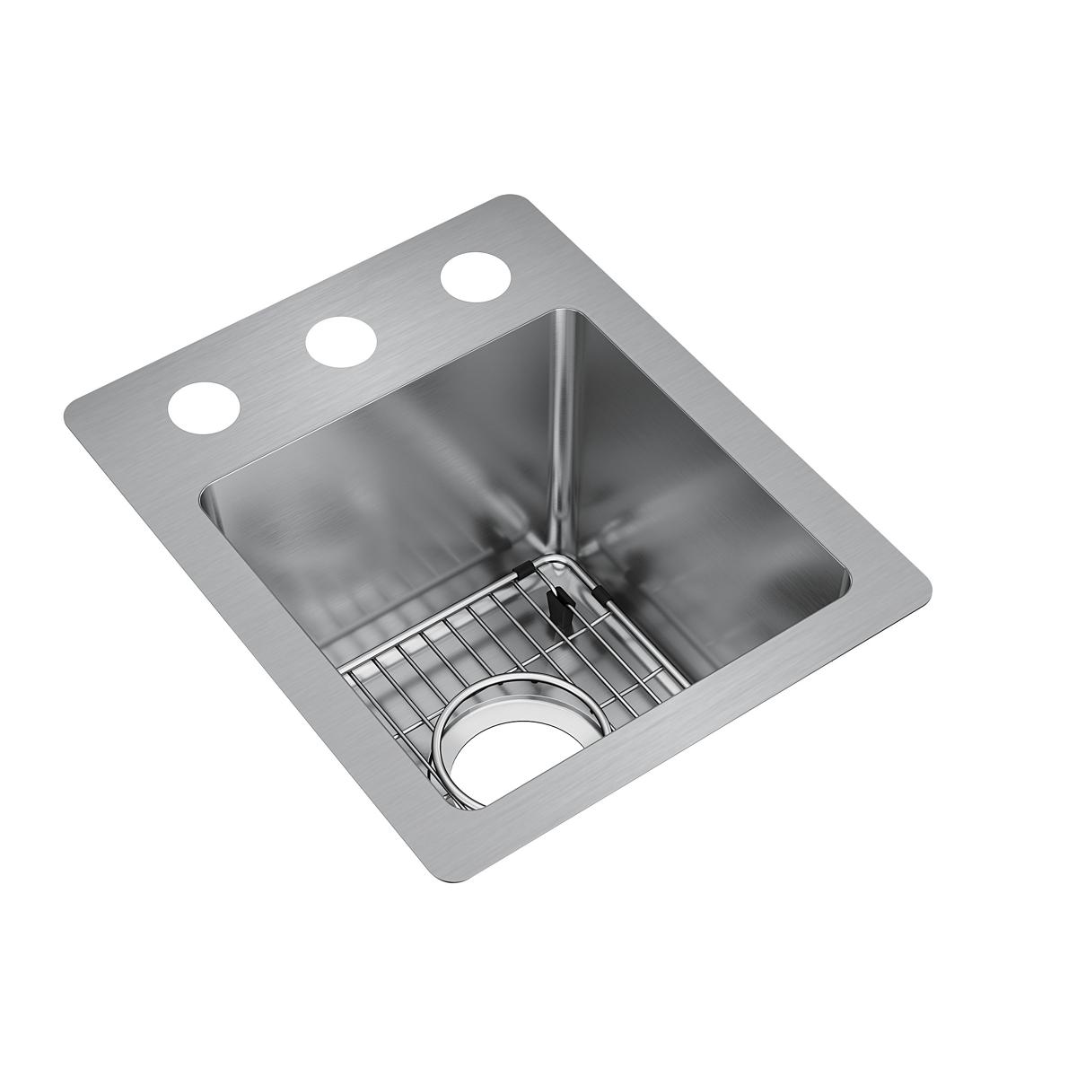 Alternate Image for Elkay Crosstown 13" Stainless Steel Bar Sink Kit, Polished Satin, ECTSR13169TBG3