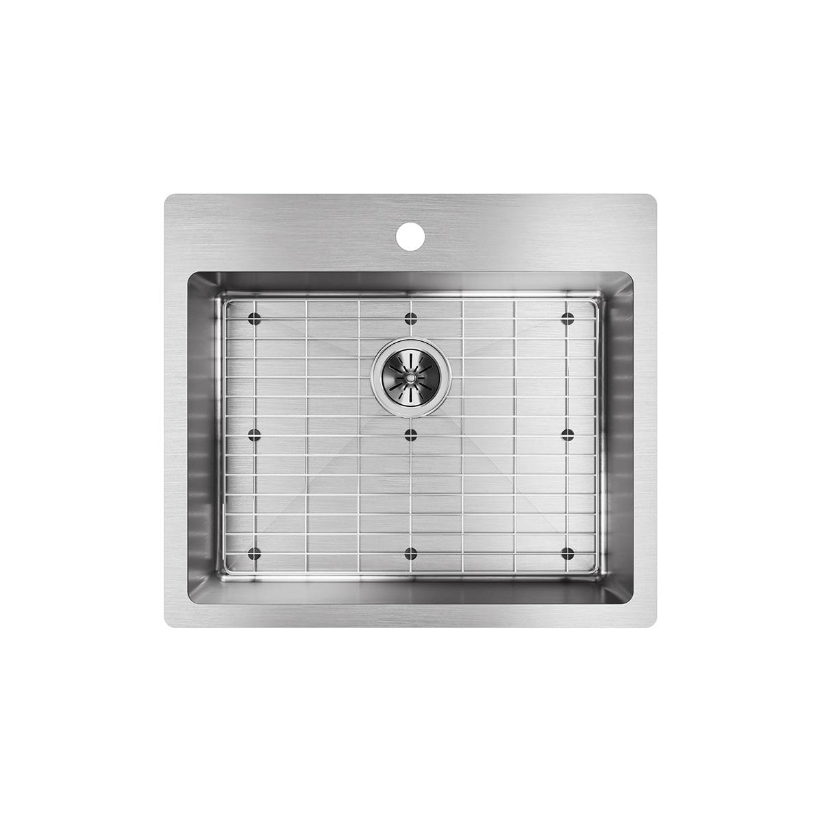 Elkay Crosstown 25" Stainless Steel Kitchen Sink Kit, Polished Satin, ECTSR25229TBG1