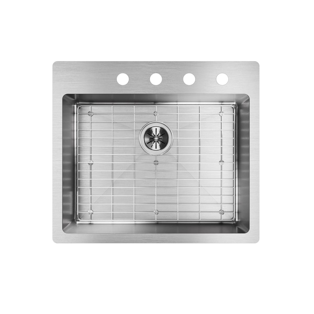 Alternate Image for Elkay Crosstown 25" Stainless Steel Kitchen Sink Kit, Polished Satin, 4 Faucet Hole, ECTSR25229TBG4