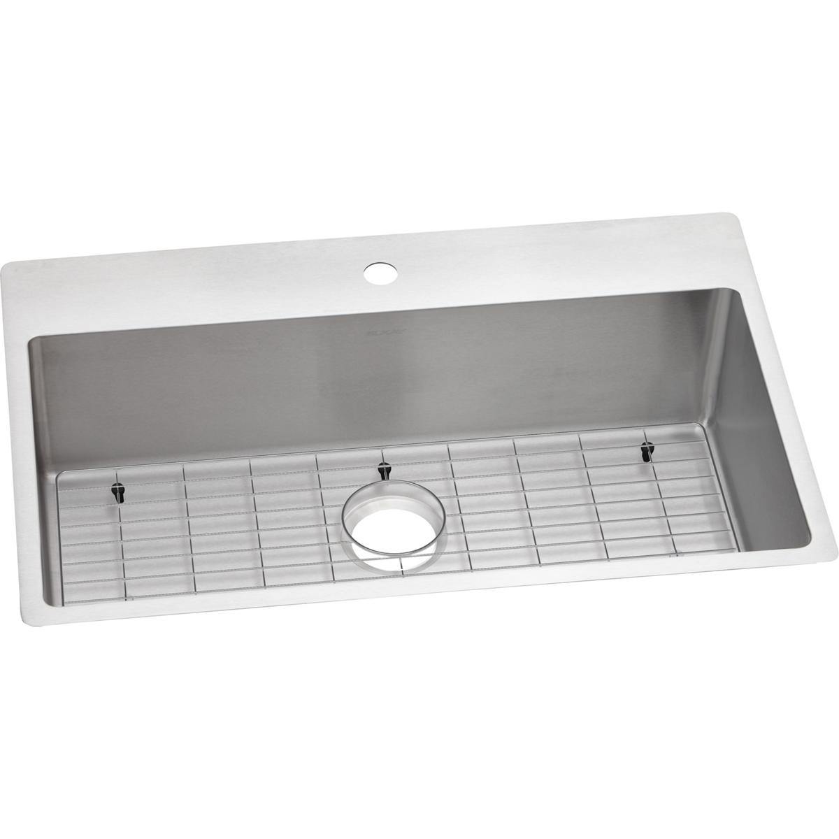 Elkay Crosstown 33" Stainless Steel Kitchen Sink Kit, Polished Satin, ECTSRS33229TBG1