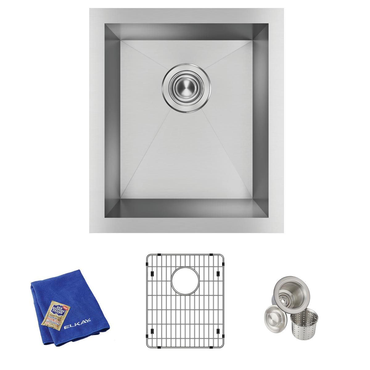 Alternate Image for Elkay Crosstown 16" Stainless Steel Kitchen Sink, 16 Gauge, Polished Satin, EFU131610TC