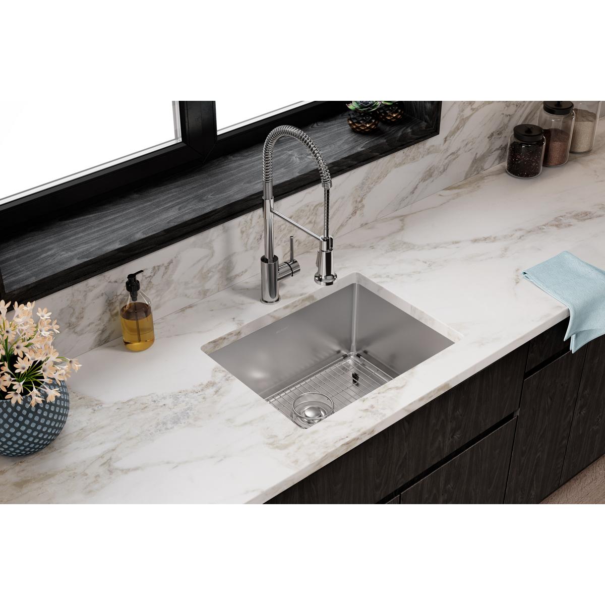 Alternate Image for Elkay Crosstown 24" Stainless Steel Kitchen Sink, 16 Gauge, Polished Satin, EFU211510TC