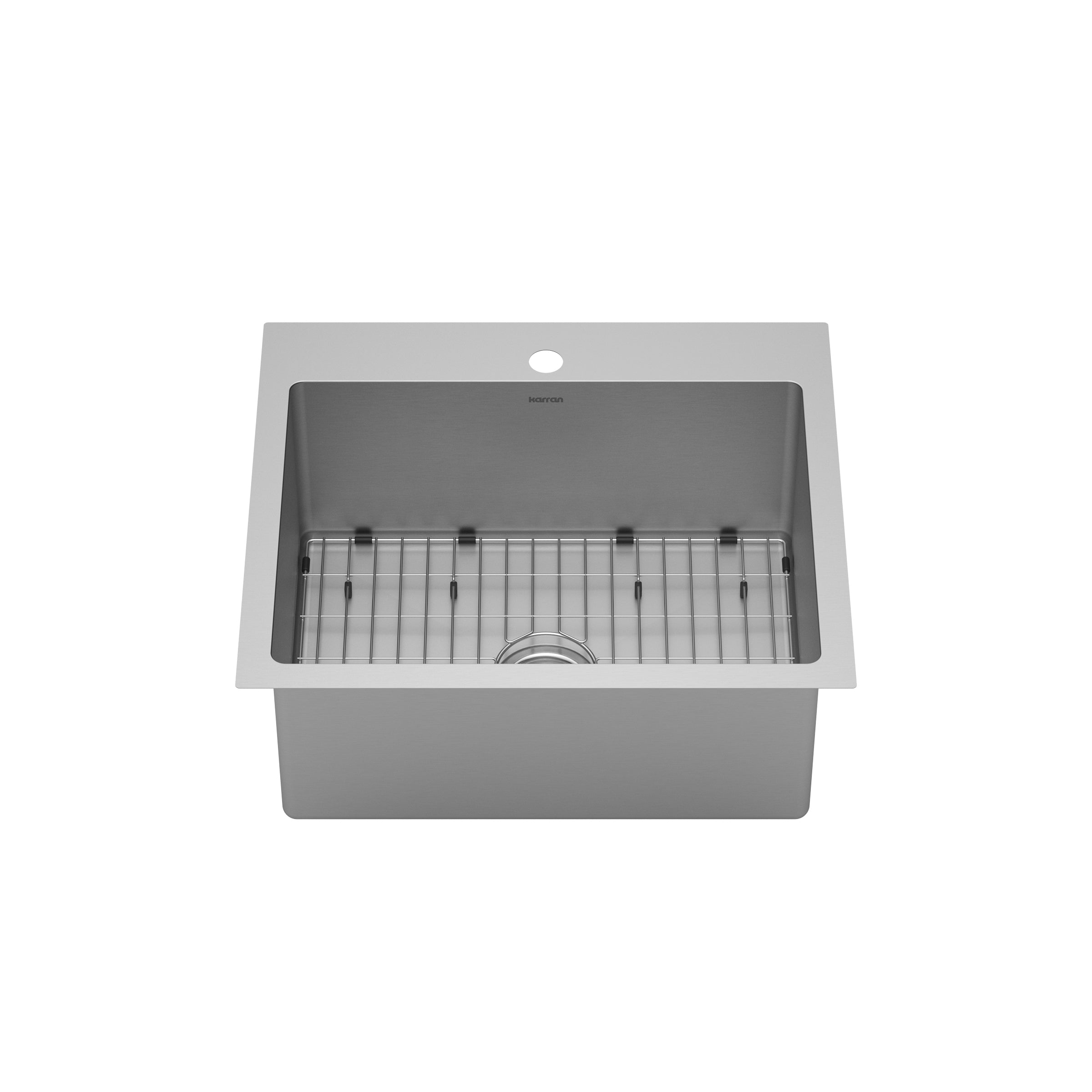 Karran 25" Drop In/Topmount Stainless Steel Kitchen Sink with Accessories, 16 Gauge, EL-30-PK1
