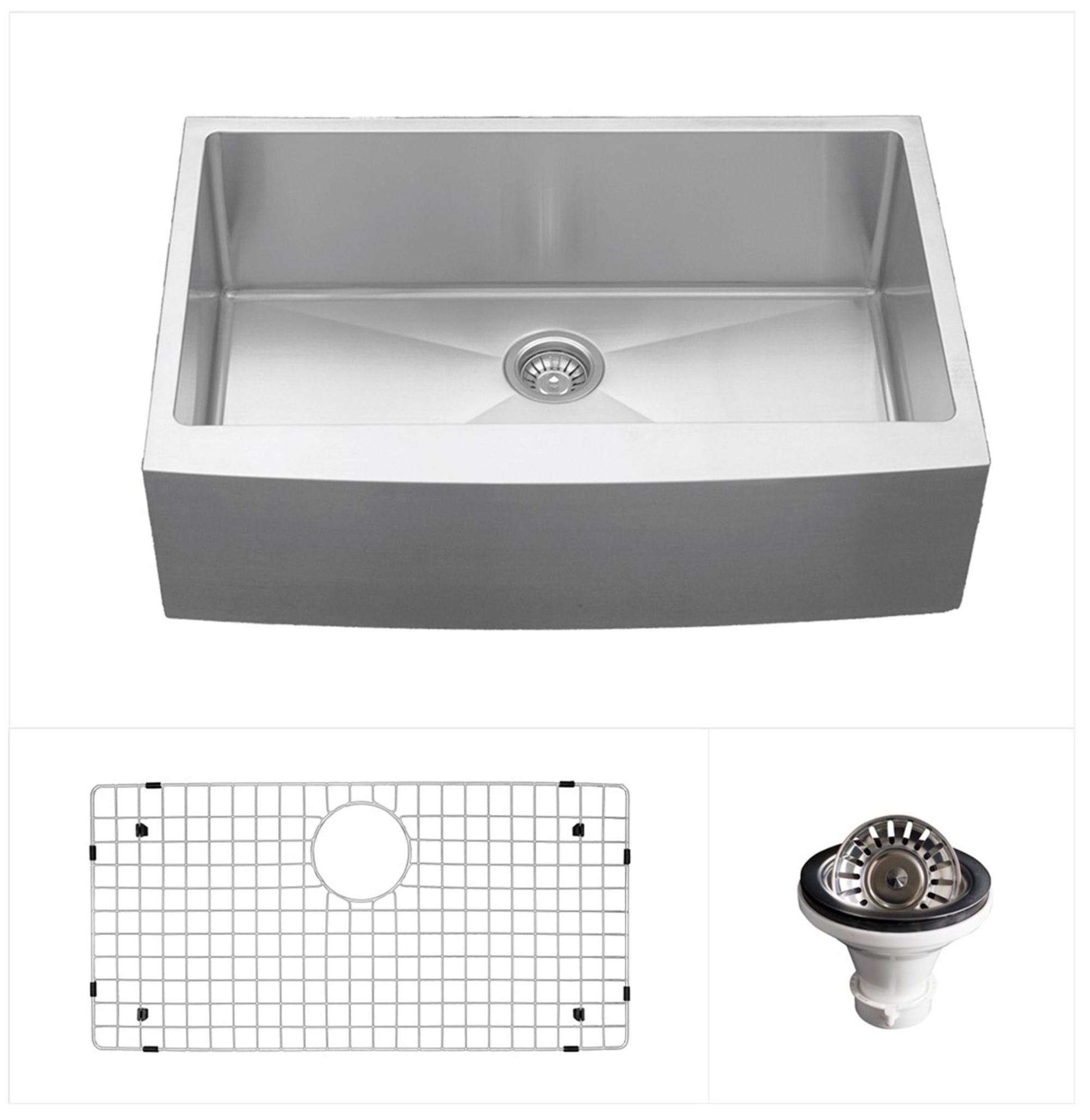 Karran 30" Stainless Steel Farmhouse Sink, 16 Gauge, EL-82-PK1