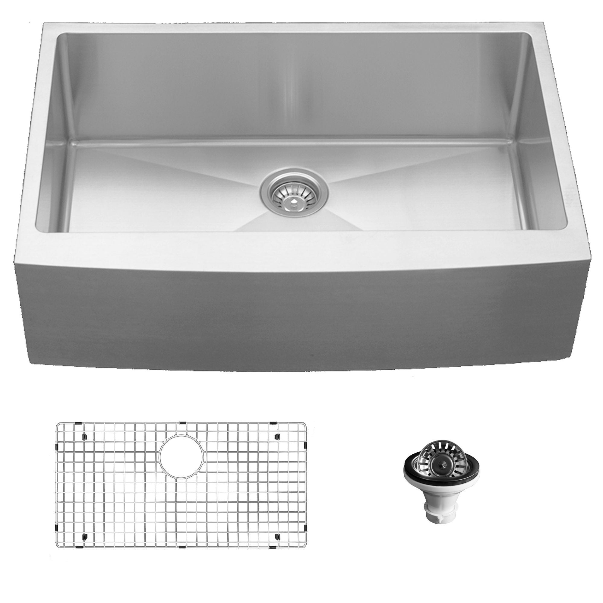 Karran 33" Stainless Steel Farmhouse Sink, 16 Gauge, EL-84-PK1