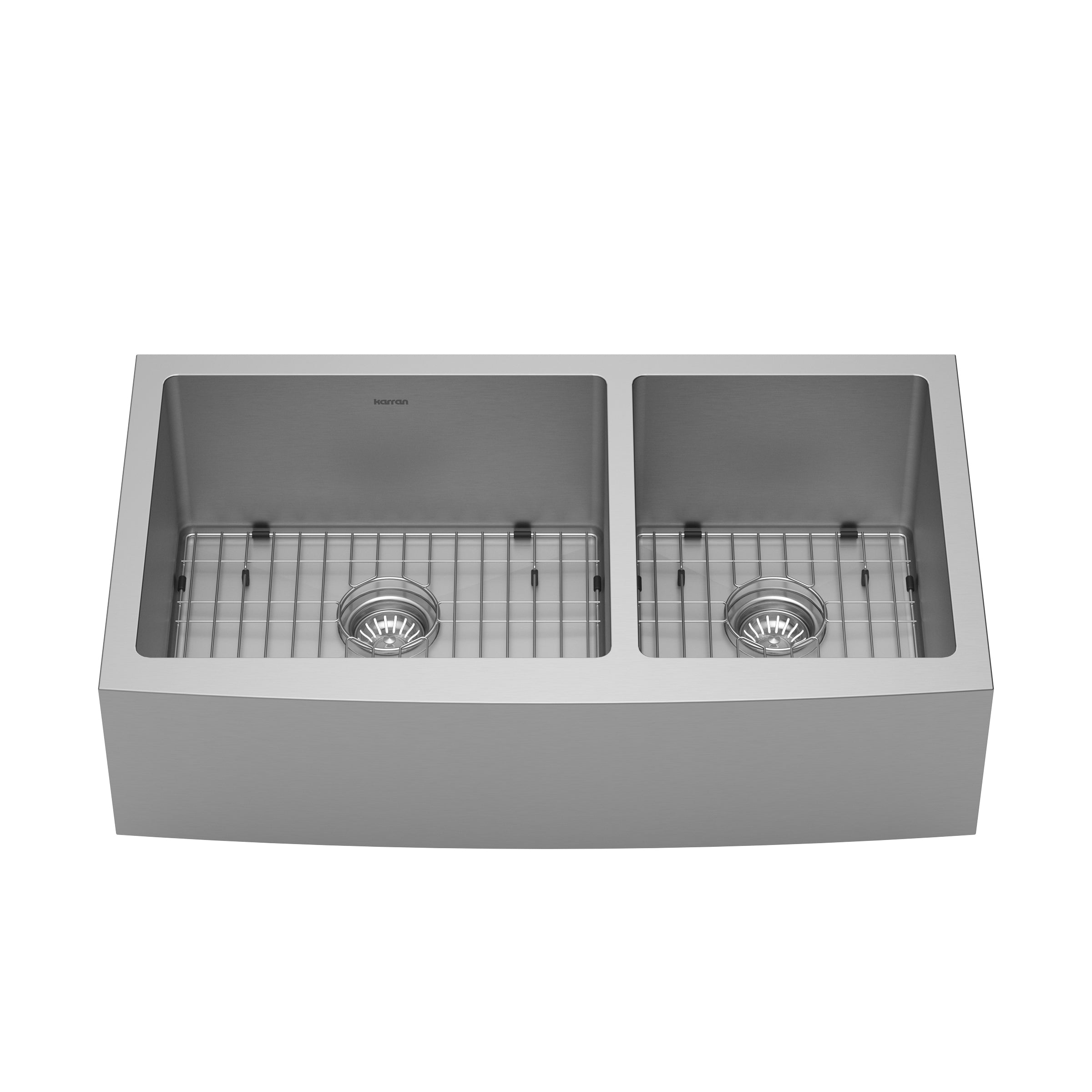 Karran 36" Stainless Steel Farmhouse Sink with Accessories, 60/40 Double Bowl, 16 Gauge, EL-87-PK1