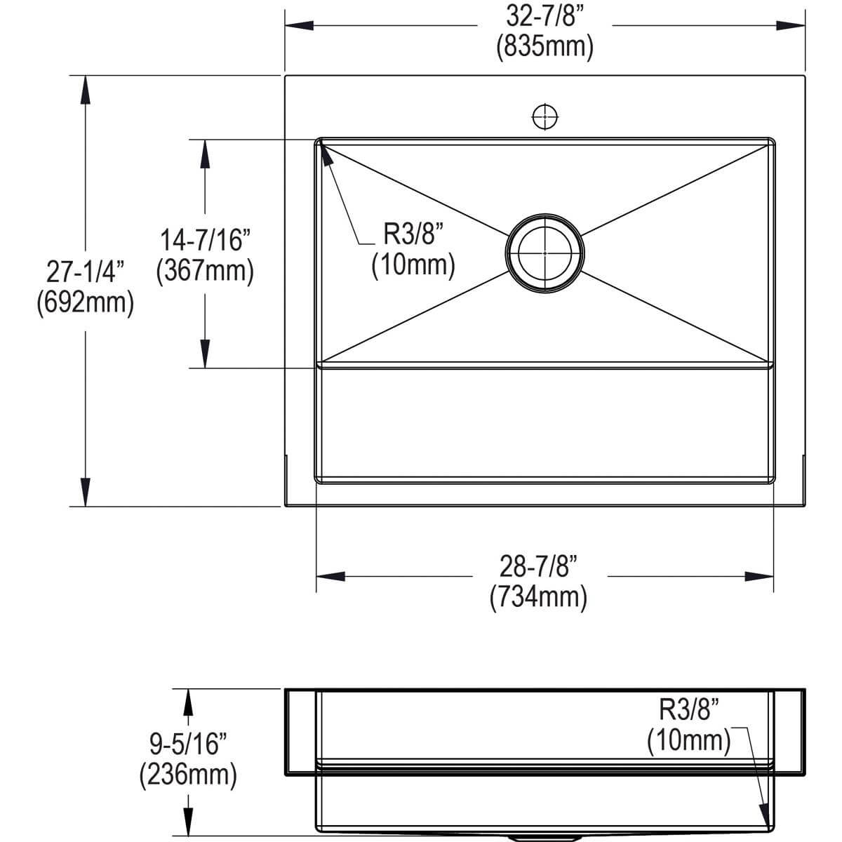 Alternate Image for Elkay 33" Stainless Steel ADA Compliant Workstation Farmhouse Sink, Polished Satin, 1 Faucet Hole, ELDSSF33279DBG