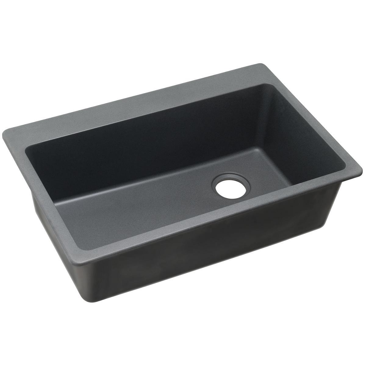 Alternate Image for Elkay Classic 33" Quartz Kitchen Sink, Dusk Gray, Pre-scored for up to 7 Faucet Hole, ELG13322GY0
