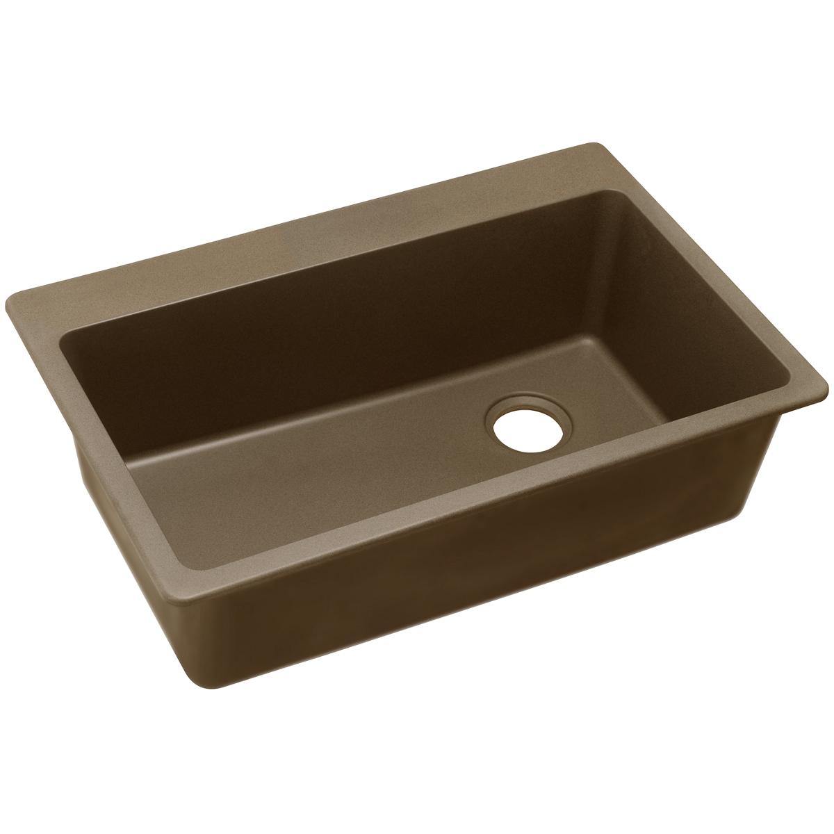 Alternate Image for Elkay Classic 33" Quartz Kitchen Sink, Mocha, Pre-scored for up to 7 Faucet Hole, ELG13322MC0
