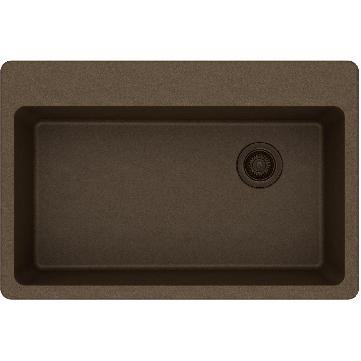 Alternate Image for Elkay Classic 33" Quartz Kitchen Sink, Mocha, Pre-scored for up to 7 Faucet Hole, ELG13322MC0