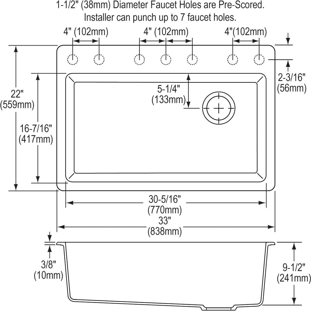Alternate Image for Elkay Classic 33" Quartz Kitchen Sink, Greige, ELG13322GR0