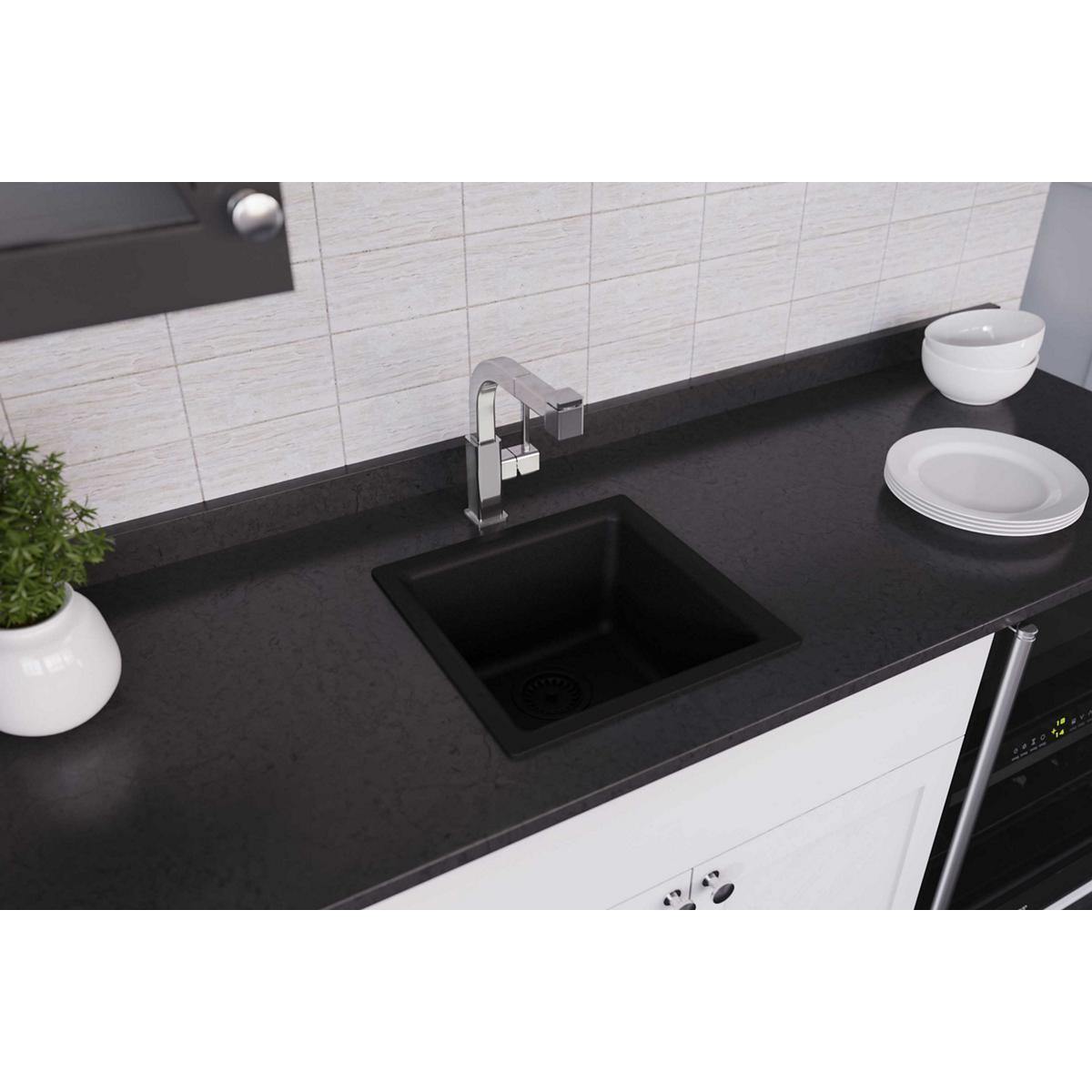 Alternate Image for Elkay Classic 16" Quartz Bar Sink, Black, ELG1616BK0