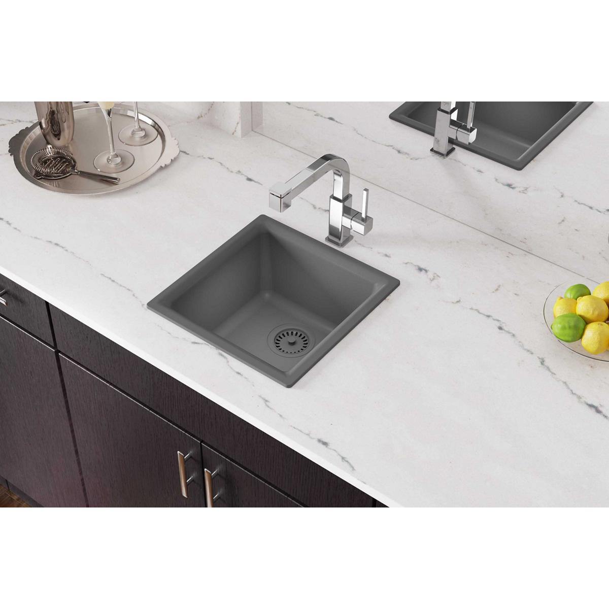Alternate Image for Elkay Classic 16" Quartz Bar Sink, Greystone, ELG1616GS0