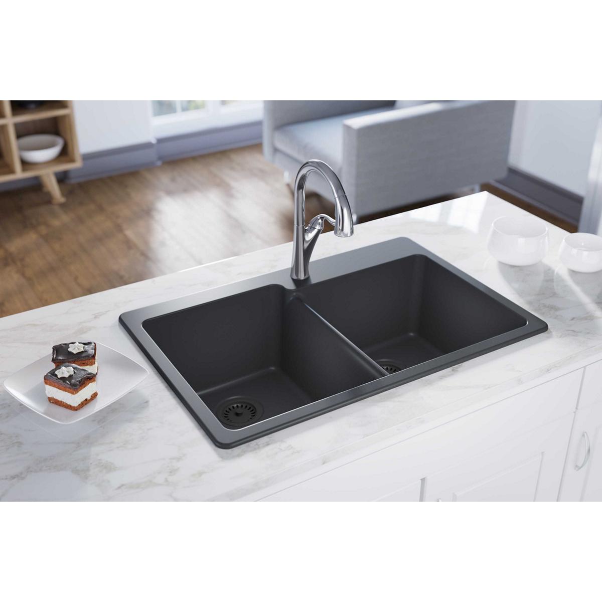 Elkay Classic 33" Quartz Kitchen Sink, 50/50 Double Bowl, Dusk Gray, ELG250RGY0 - The Sink Boutique
