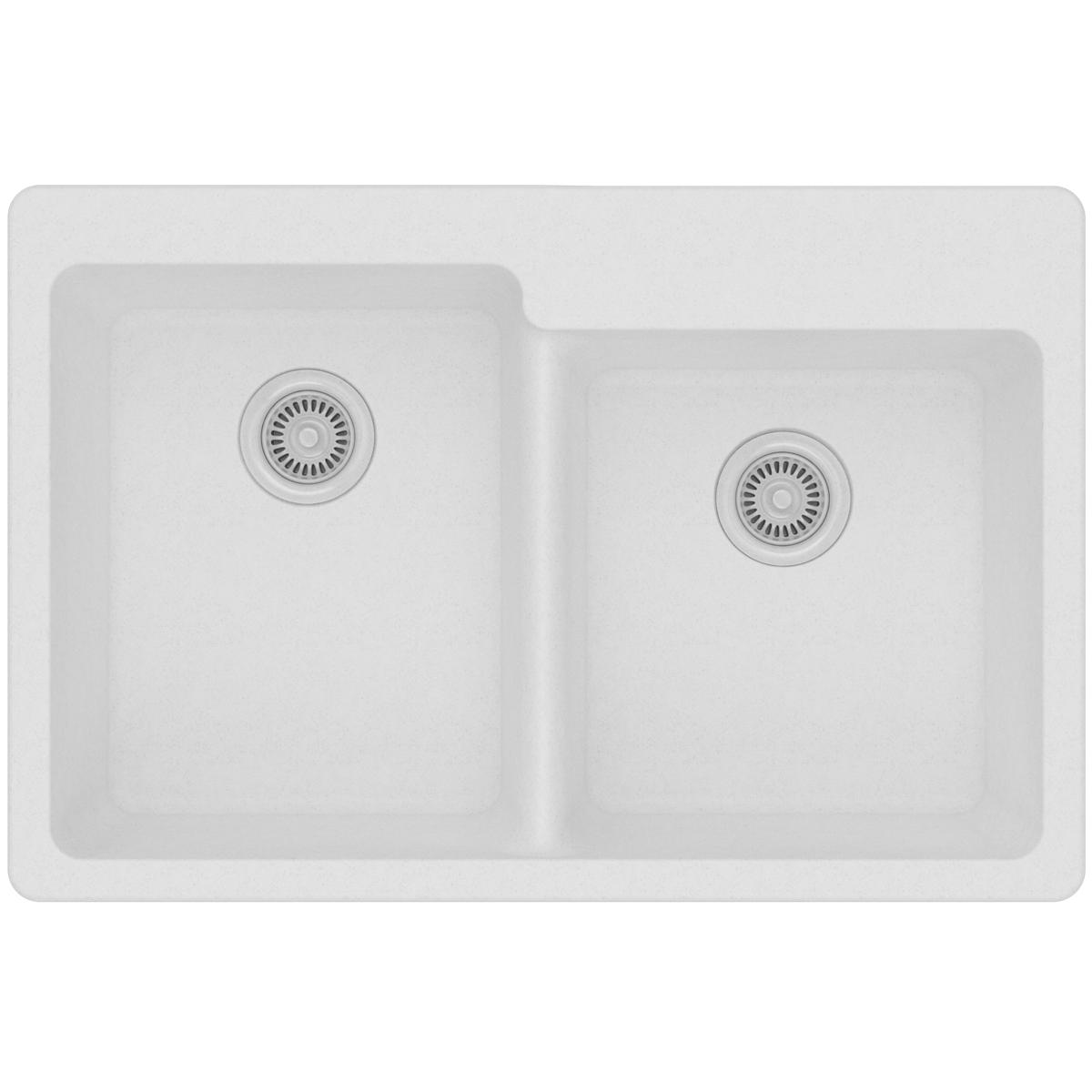 Elkay Classic 33" Quartz Kitchen Sink, 50/50 Double Bowl, White, ELG250RWH0