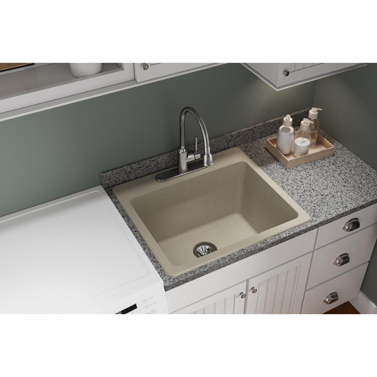 Elkay Classic 25" Quartz Laundry Sink, Bisque, ELG252212PDBQ0 - The Sink Boutique