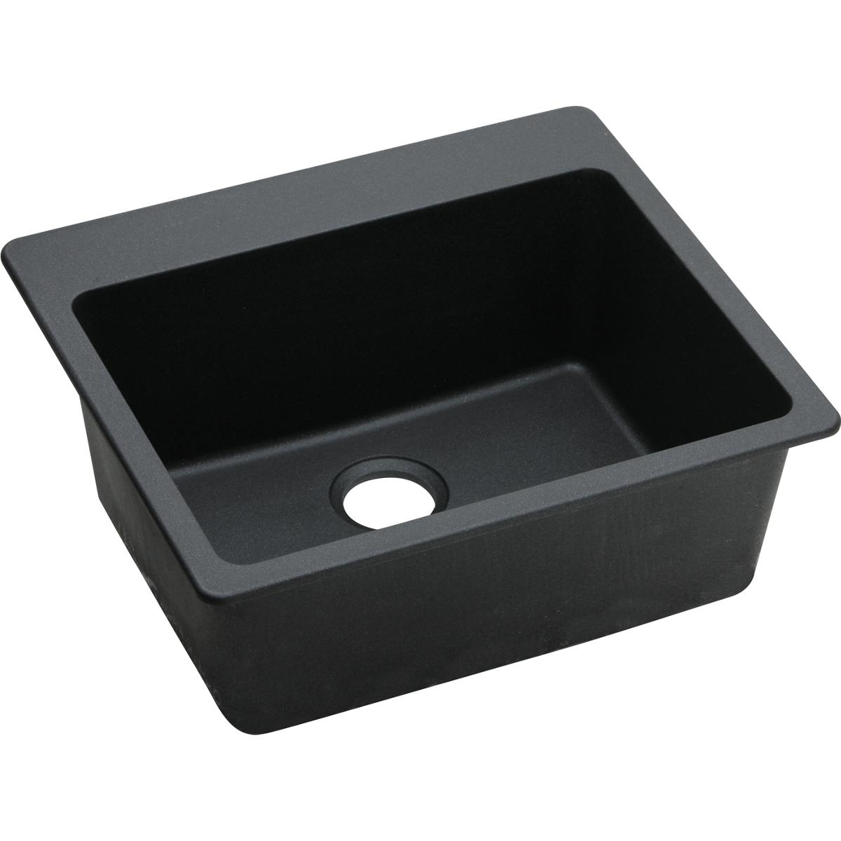 Alternate Image for Elkay Classic 25" Quartz Kitchen Sink, Black, Pre-scored for up to 5 Faucet Hole, ELG2522BK0