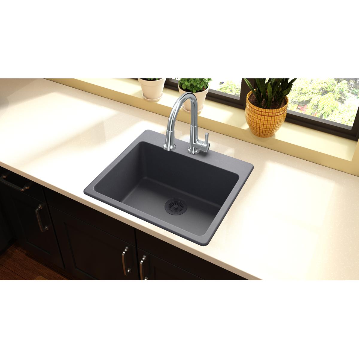 Elkay Classic 25" Quartz Kitchen Sink, Dusk Gray, ELG2522GY0 - The Sink Boutique