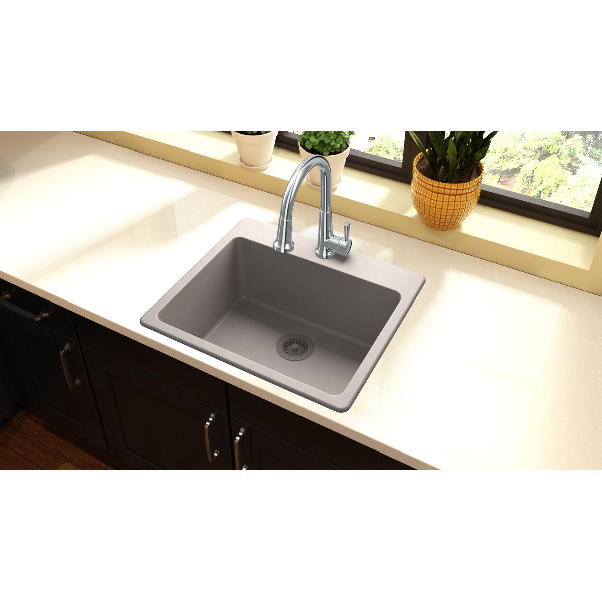 Elkay Classic 25" Quartz Kitchen Sink, Greige, ELG2522GR0 - The Sink Boutique