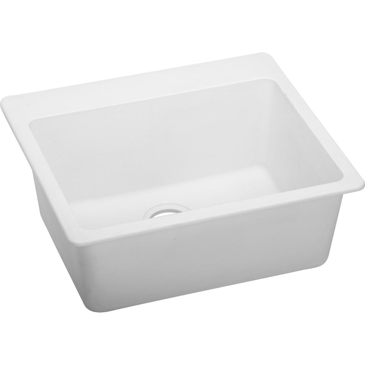 Alternate Image for Elkay Classic 25" Quartz Kitchen Sink, White, Pre-scored for up to 5 Faucet Hole, ELG2522WH0