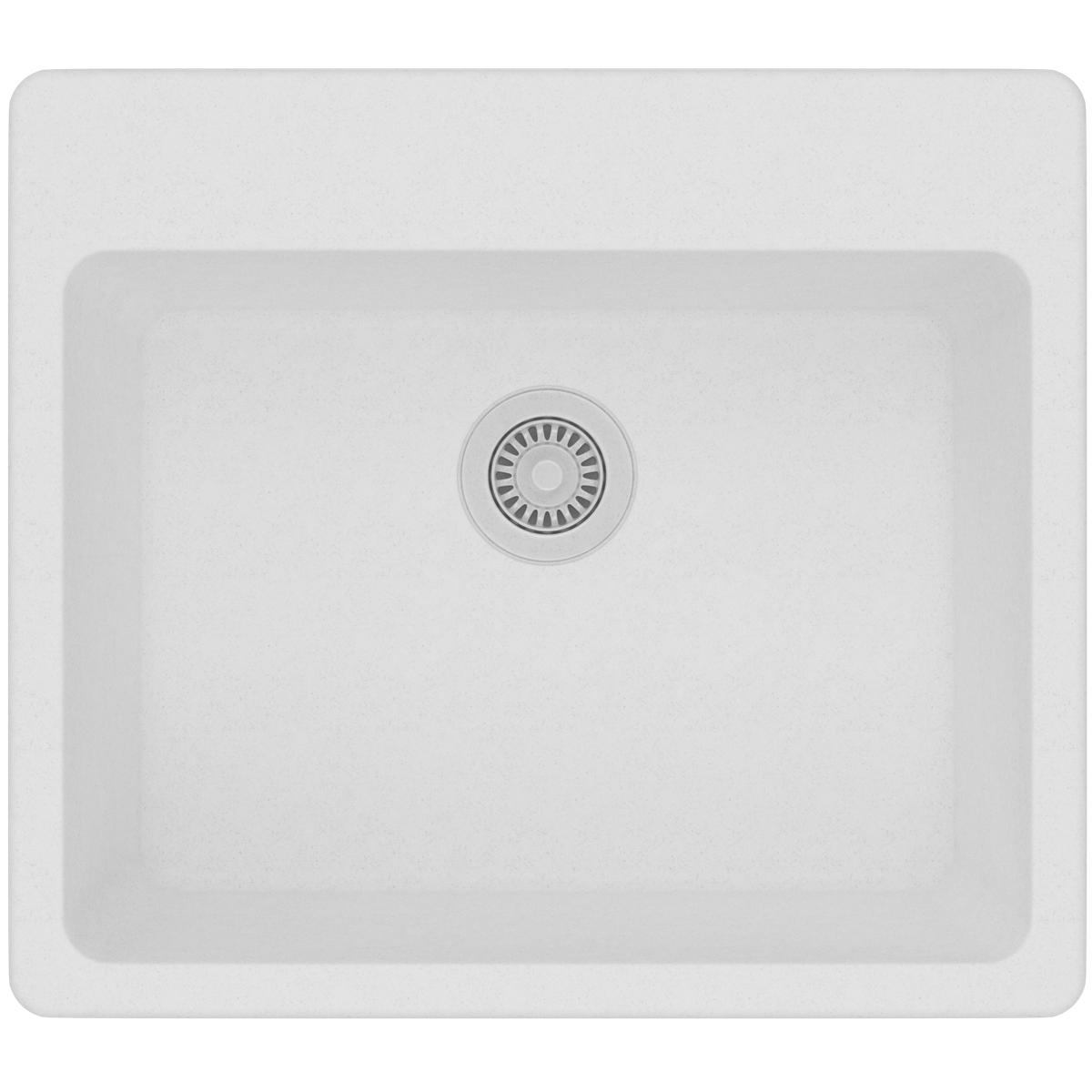 Alternate Image for Elkay Classic 25" Quartz Kitchen Sink, White, Pre-scored for up to 5 Faucet Hole, ELG2522WH0