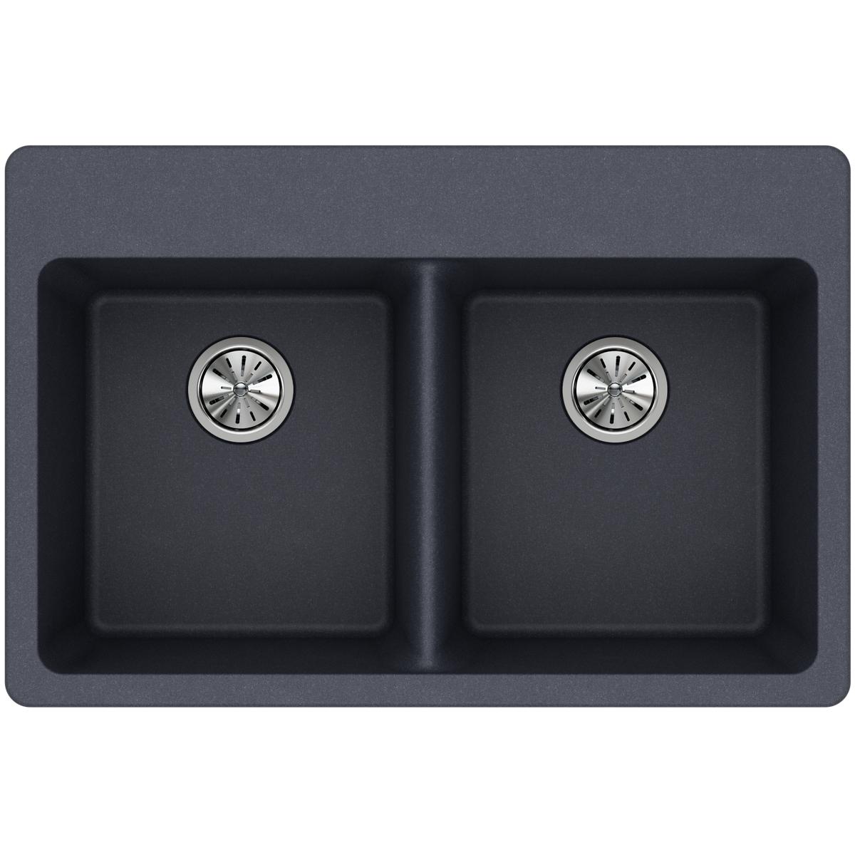 Elkay Classic 33" Quartz Kitchen Sink, 50/50 Double Bowl, Dusk Gray, ELG3322GY0