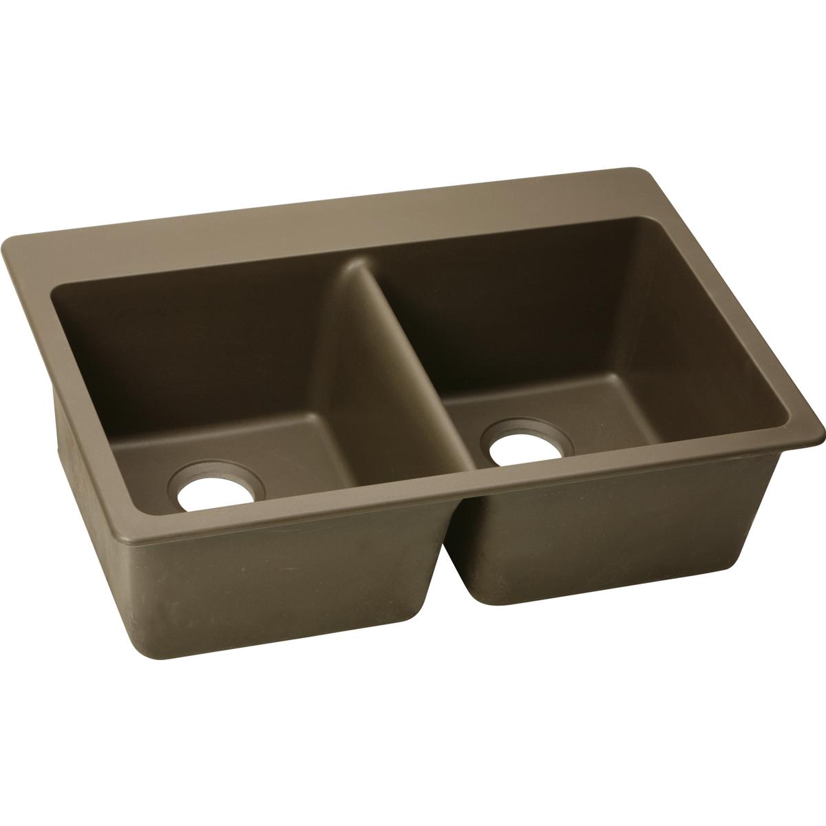 Alternate Image for Elkay Classic 33" Quartz Kitchen Sink, 50/50 Double Bowl, Mocha, Pre-scored for up to 5 Faucet Hole, ELG3322MC0