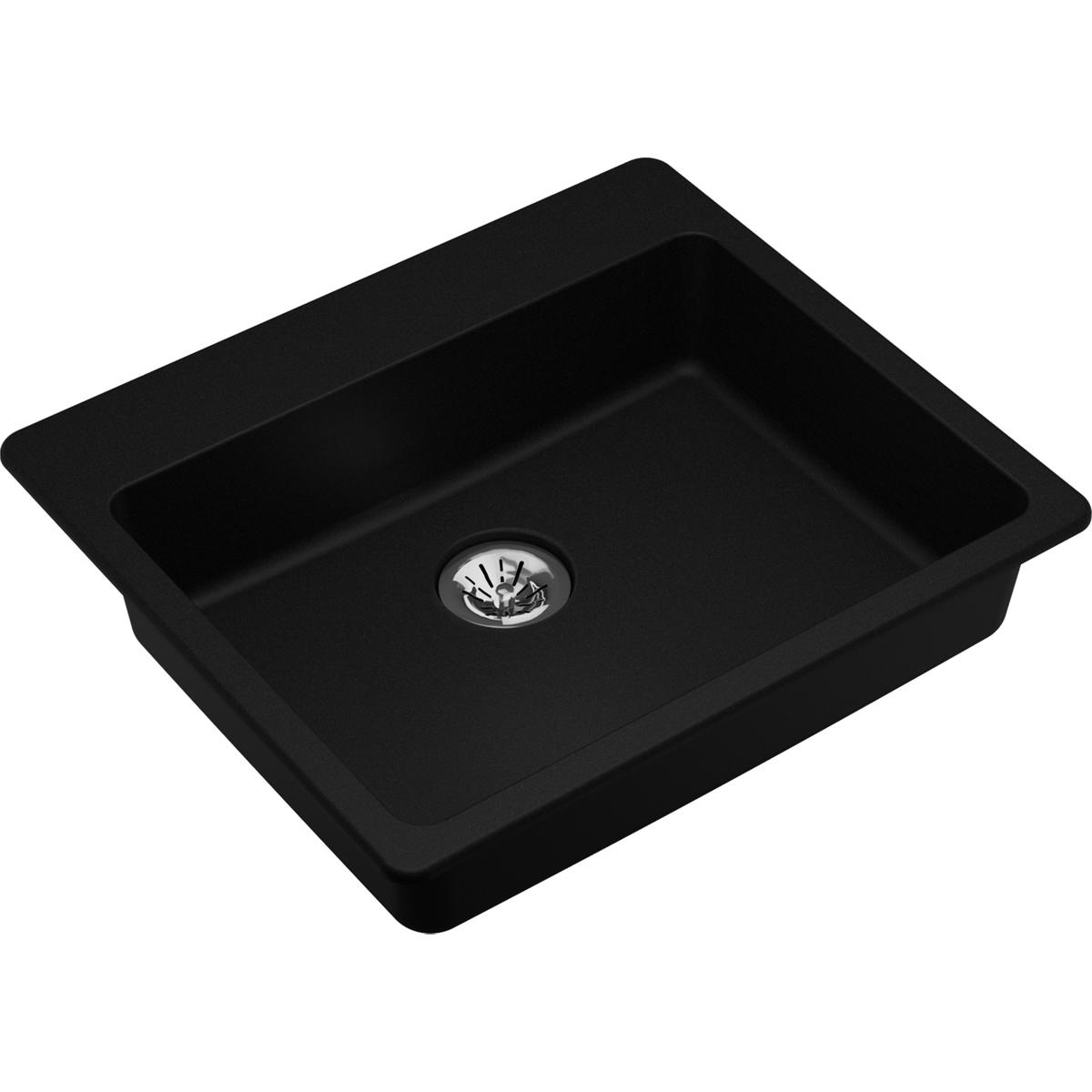 Alternate Image for Elkay Classic 25" Quartz Kitchen Sink, Black, Pre-scored for up to 5 Faucet Hole, ELGAD2522PDBK0