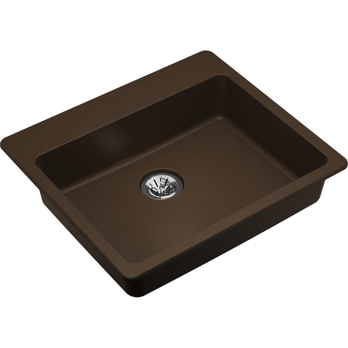 Alternate Image for Elkay Classic 25" Quartz Kitchen Sink, Mocha, Pre-scored for up to 5 Faucet Hole, ELGAD2522PDMC0