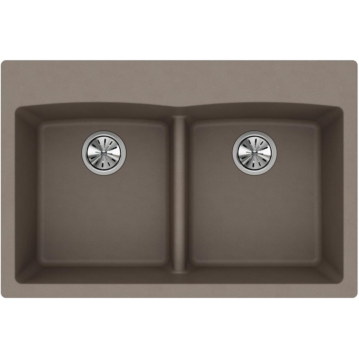 Elkay Classic 33" Quartz Kitchen Sink, 50/50 Double Bowl, Greige, ELGDLB3322GR0