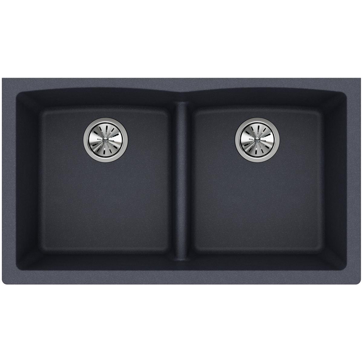 Elkay Classic 33" Quartz Kitchen Sink, 50/50 Double Bowl, Dusk Gray, ELGDULB3322GY0
