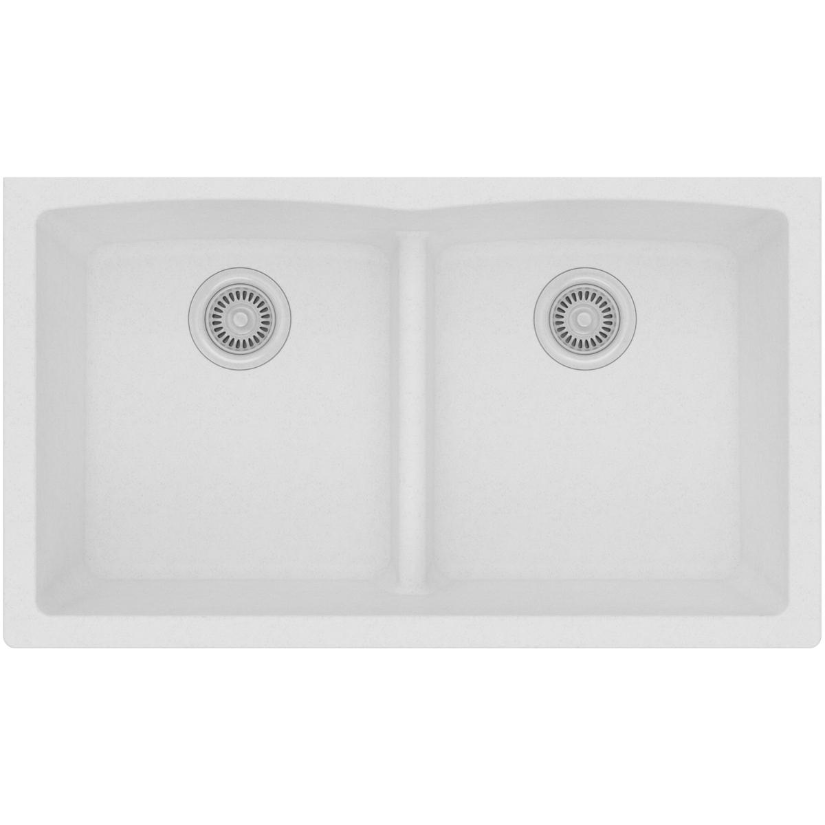 Alternate Image for Elkay Classic 33" Quartz Kitchen Sink, 50/50 Double Bowl, White, ELGDULB3322WH0