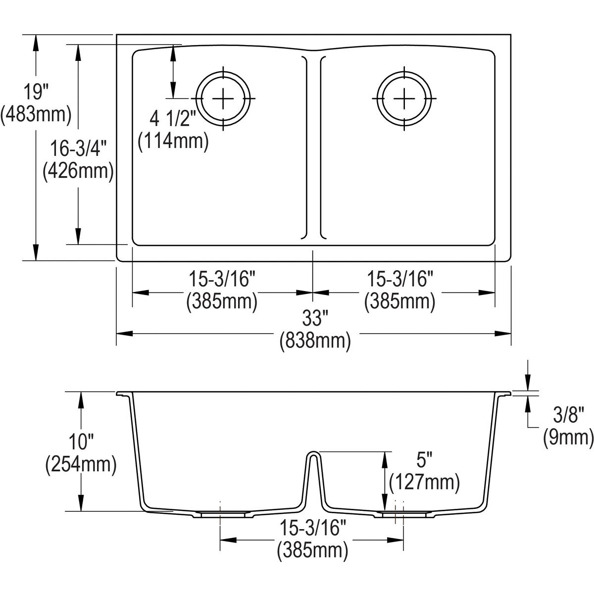 Alternate Image for Elkay Classic 33" Quartz Kitchen Sink, 50/50 Double Bowl, Greige, ELGDULB3322GR0