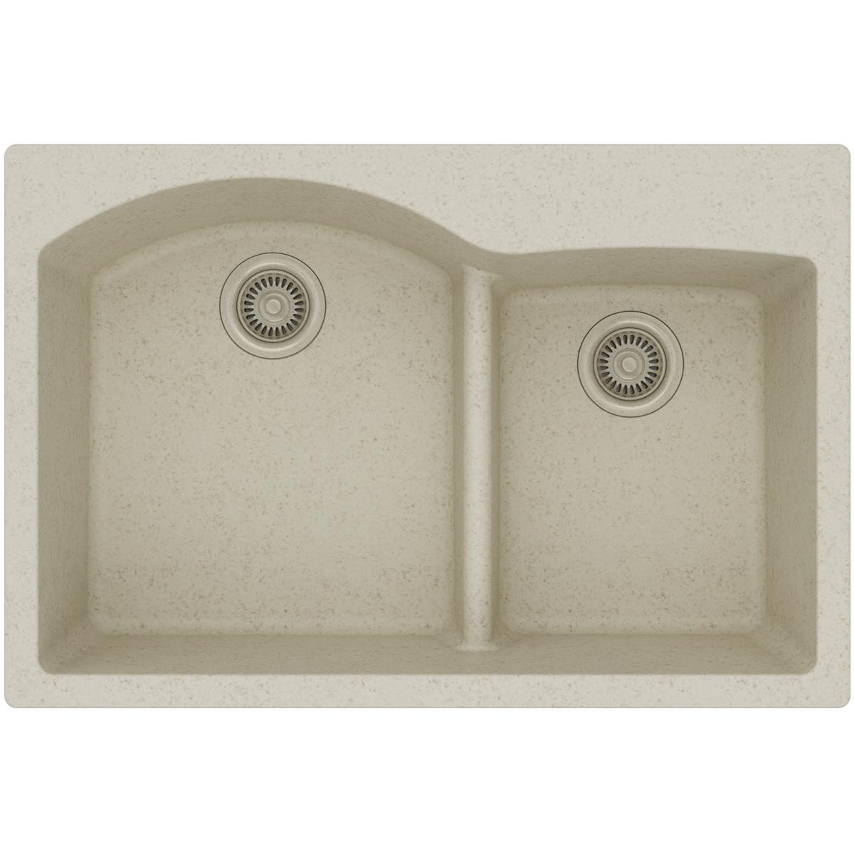 Elkay Classic 33" Quartz Kitchen Sink, 55/45 Double Bowl, Bisque, ELGH3322RBQ0