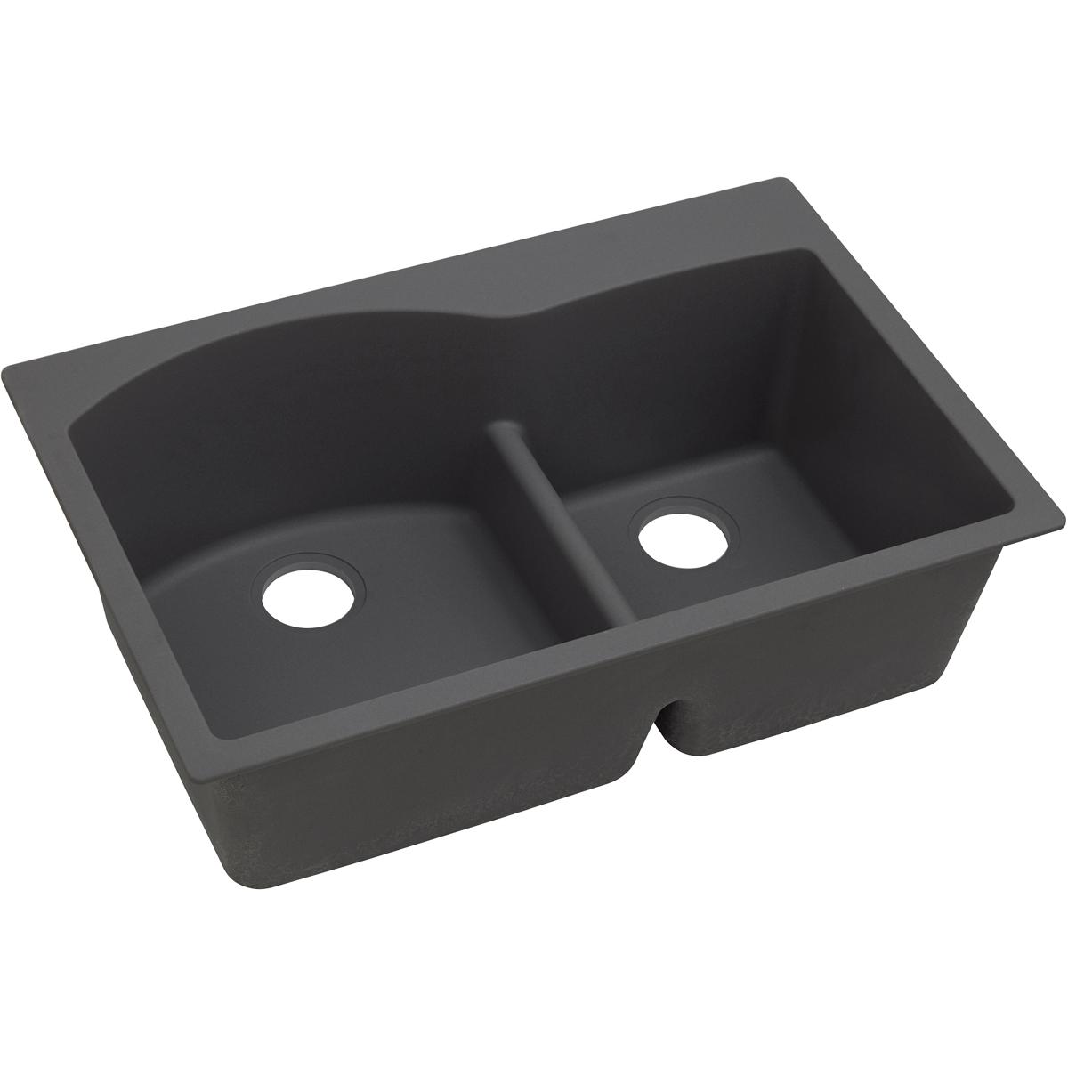 Alternate Image for Elkay Classic 33" Quartz Kitchen Sink, 55/45 Double Bowl, Dusk Gray, Pre-scored for up to 4 Faucet Hole, ELGH3322RGY0