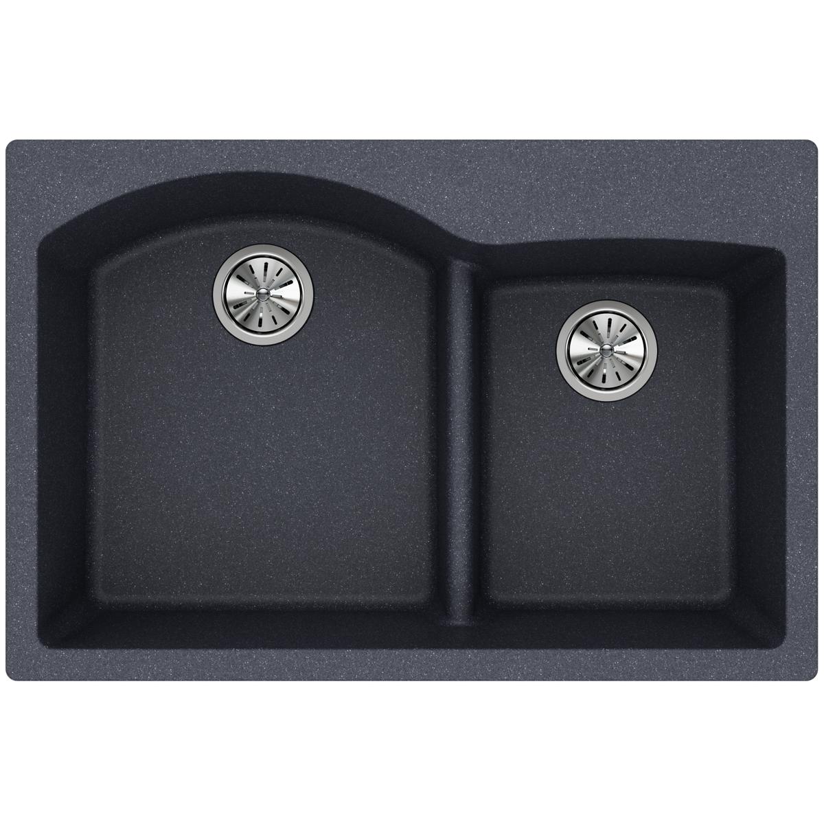 Elkay Classic 33" Quartz Kitchen Sink, 55/45 Double Bowl, Dusk Gray, ELGH3322RGY0