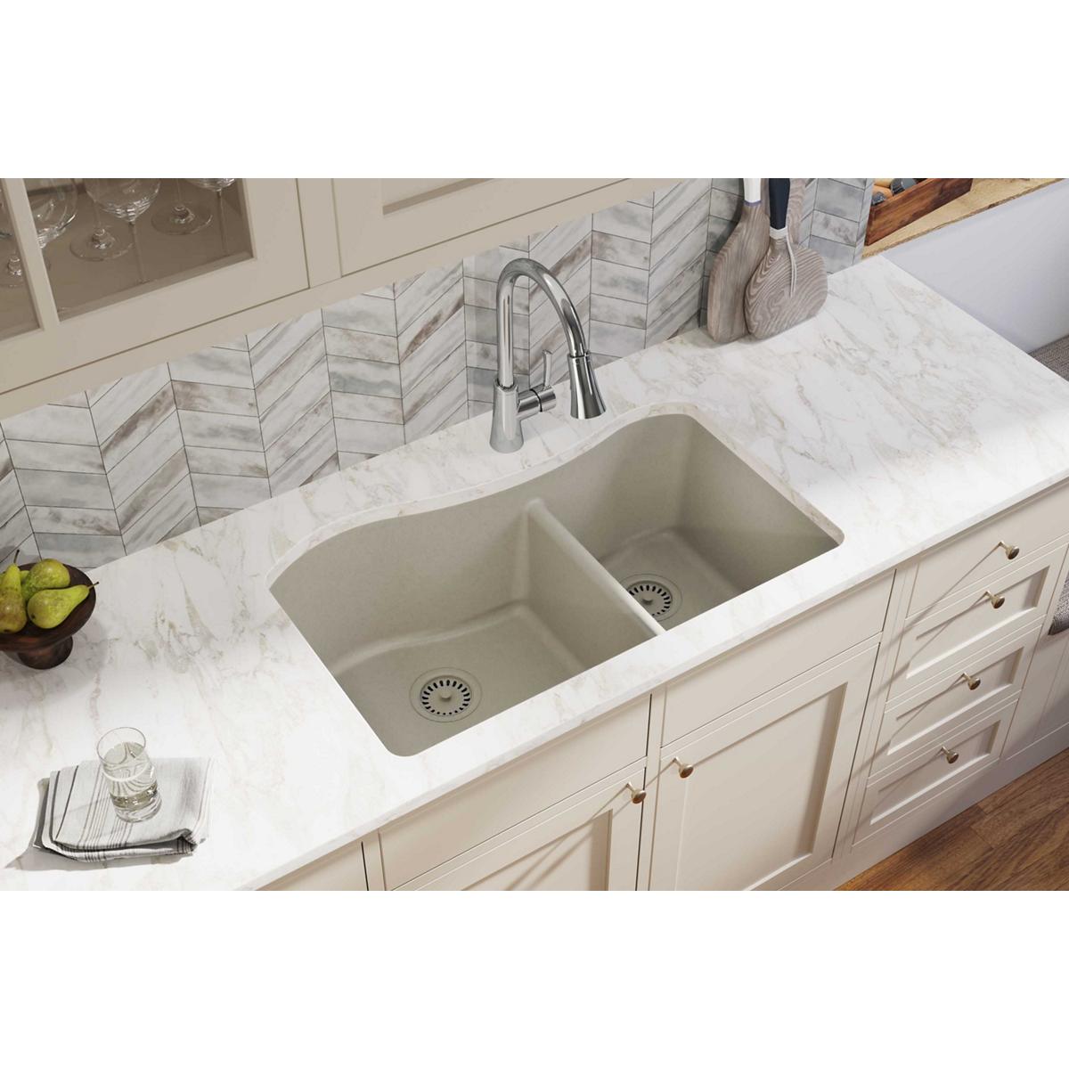 Alternate Image for Elkay Classic 33" Quartz Kitchen Sink, 60/40 Double Bowl, Putty, ELGHU3220RPT0