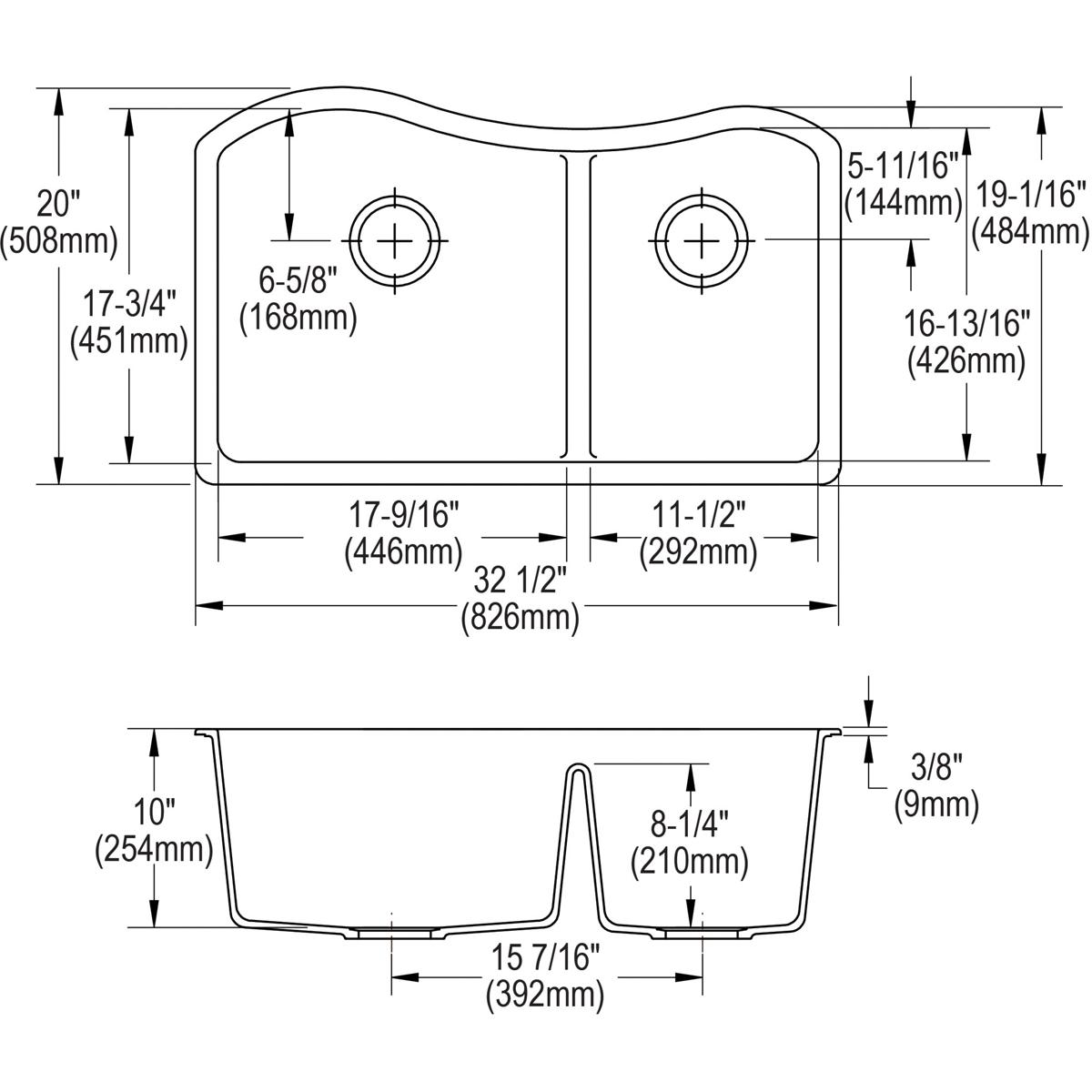 Alternate Image for Elkay Classic 33" Quartz Kitchen Sink, 60/40 Double Bowl, Greige, ELGHU3220RGR0