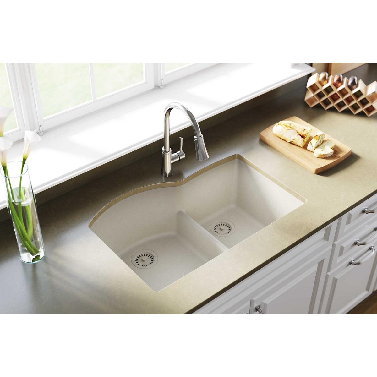 Alternate Image for Elkay Classic 33" Quartz Kitchen Sink, 55/45 Double Bowl, Bisque, ELGHU3322RBQ0