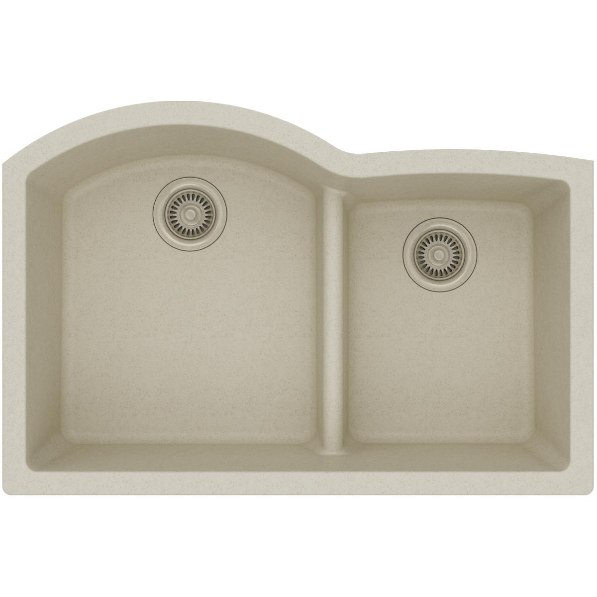 Elkay Classic 33" Quartz Kitchen Sink, 55/45 Double Bowl, Bisque, ELGHU3322RBQ0