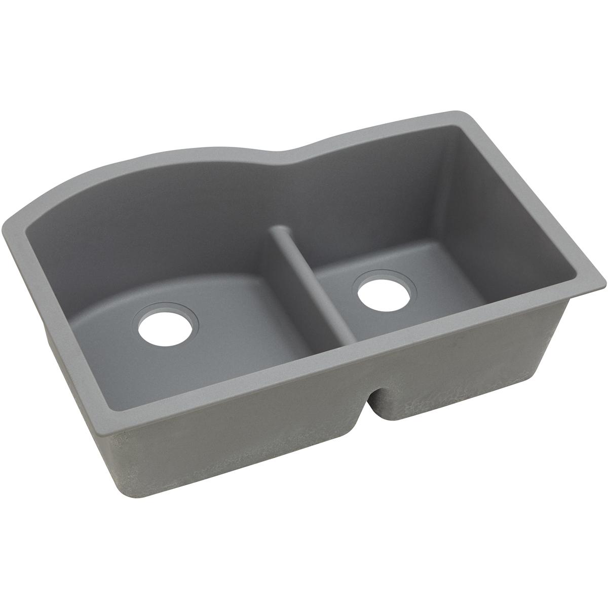 Alternate Image for Elkay Classic 33" Quartz Kitchen Sink, 55/45 Double Bowl, Greystone, ELGHU3322RGS0