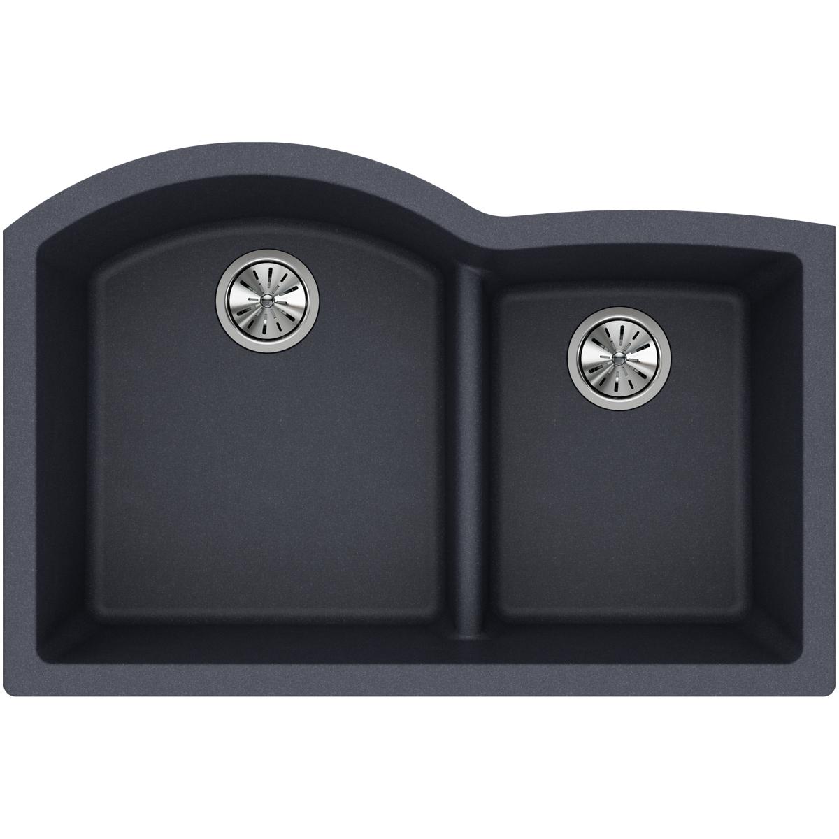 Elkay Classic 33" Quartz Kitchen Sink, 55/45 Double Bowl, Dusk Gray, ELGHU3322RGY0
