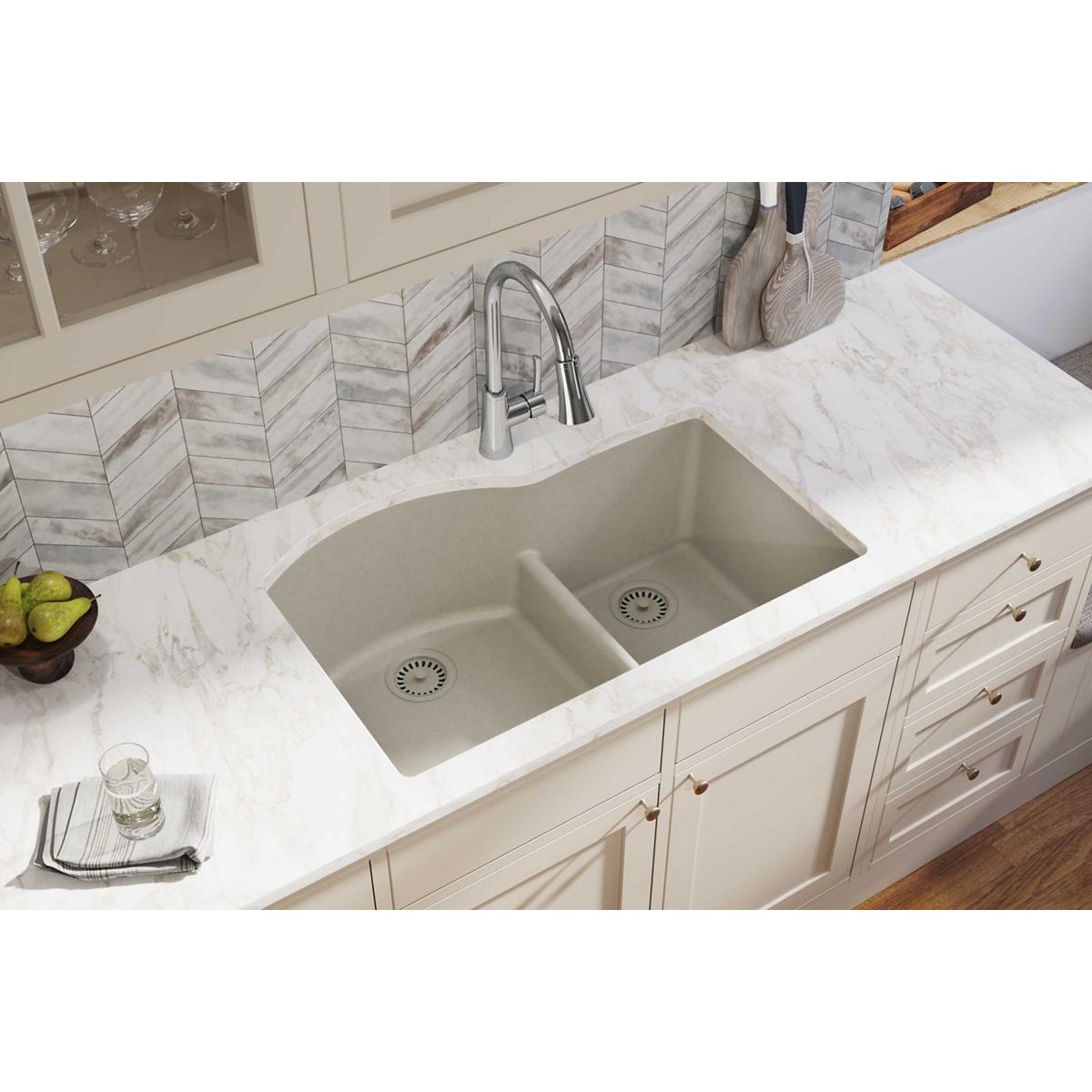 Alternate Image for Elkay Classic 33" Quartz Kitchen Sink, 55/45 Double Bowl, Putty, ELGHU3322RPT0