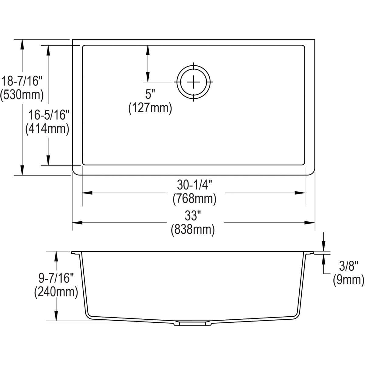 Alternate Image for Elkay Classic 33" Quartz Kitchen Sink, White, ELGRU13322WH0