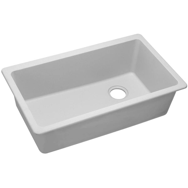 Elkay ELGU13322WH0 Classic 33" Quartz Kitchen Sink, Single Bowl, White