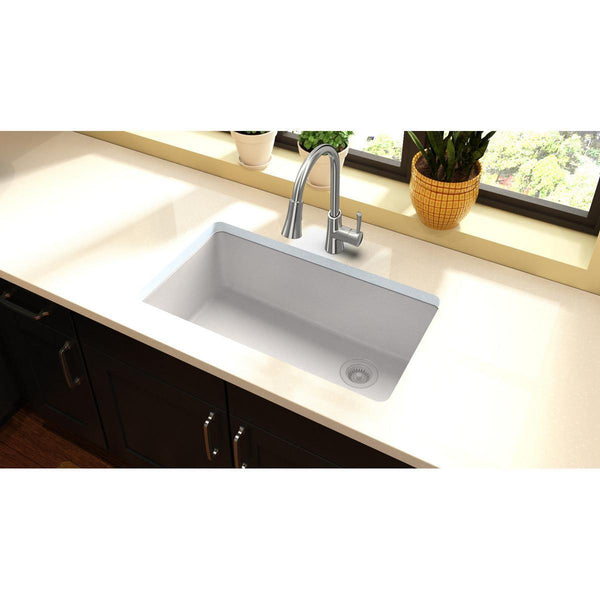Elkay ELGU13322WH0 Classic 33" Quartz Kitchen Sink, Single Bowl, White