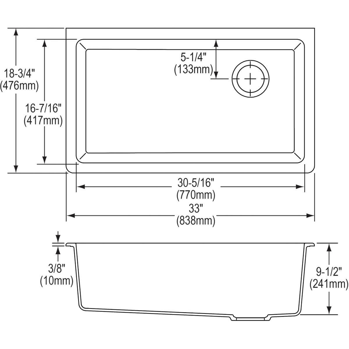 Alternate Image for Elkay Classic 33" Quartz Kitchen Sink, Black, ELGU13322BK0