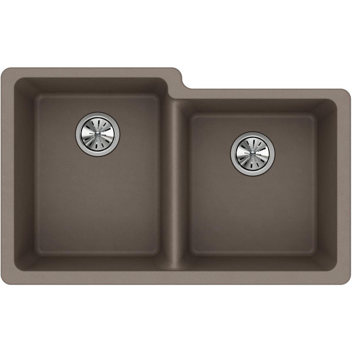 Elkay Classic 33" Quartz Kitchen Sink, 50/50 Double Bowl, Greige, ELGU250RGR0