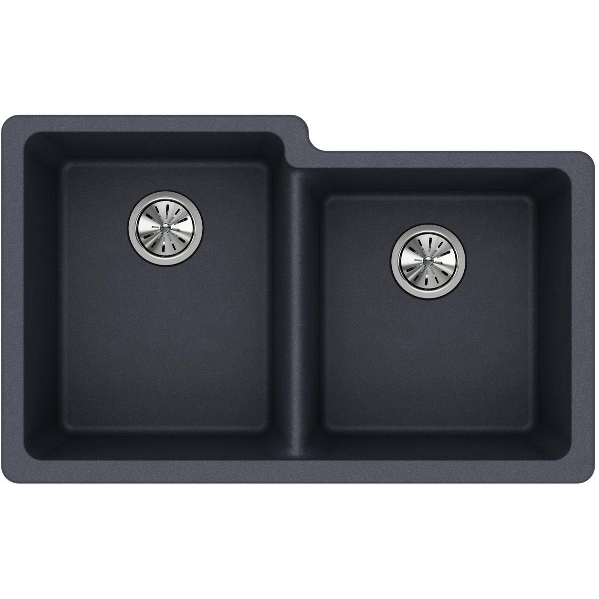 Elkay Classic 33" Quartz Kitchen Sink, 50/50 Double Bowl, Dusk Gray, ELGU250RGY0